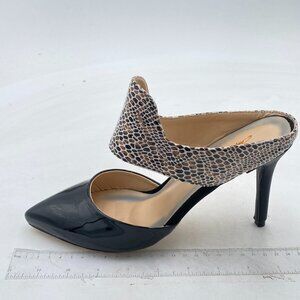 Black Women Sexy Stiletto Heels Mule Strappy Slip On Pointed Toe Dress Sandals